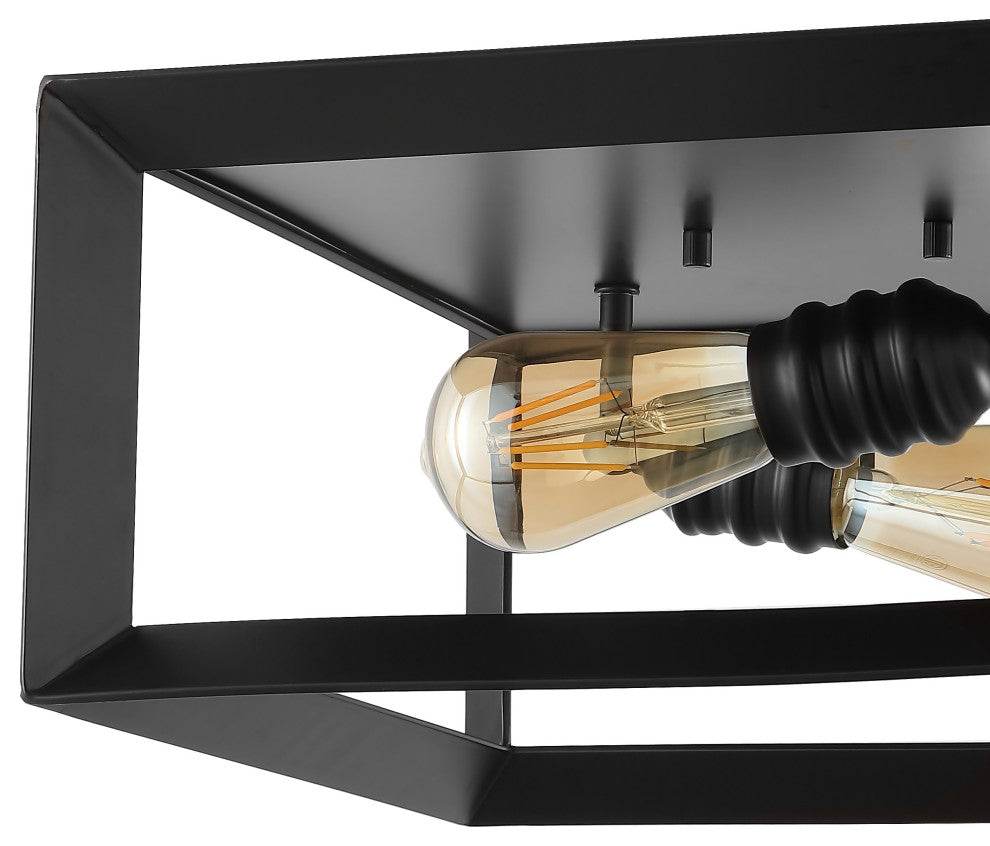 Marfa Square 13" 2-Light Iron Farmhouse LED Flush Mount, Oil Rubbed Bronze