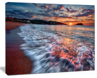 Calm Seashore with Rushing Waters, Seashore Canvas Art Print, 20"x12"