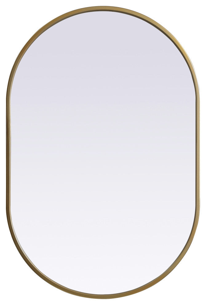 Metal Frame Oval Mirror 20X30 Inch, Brass