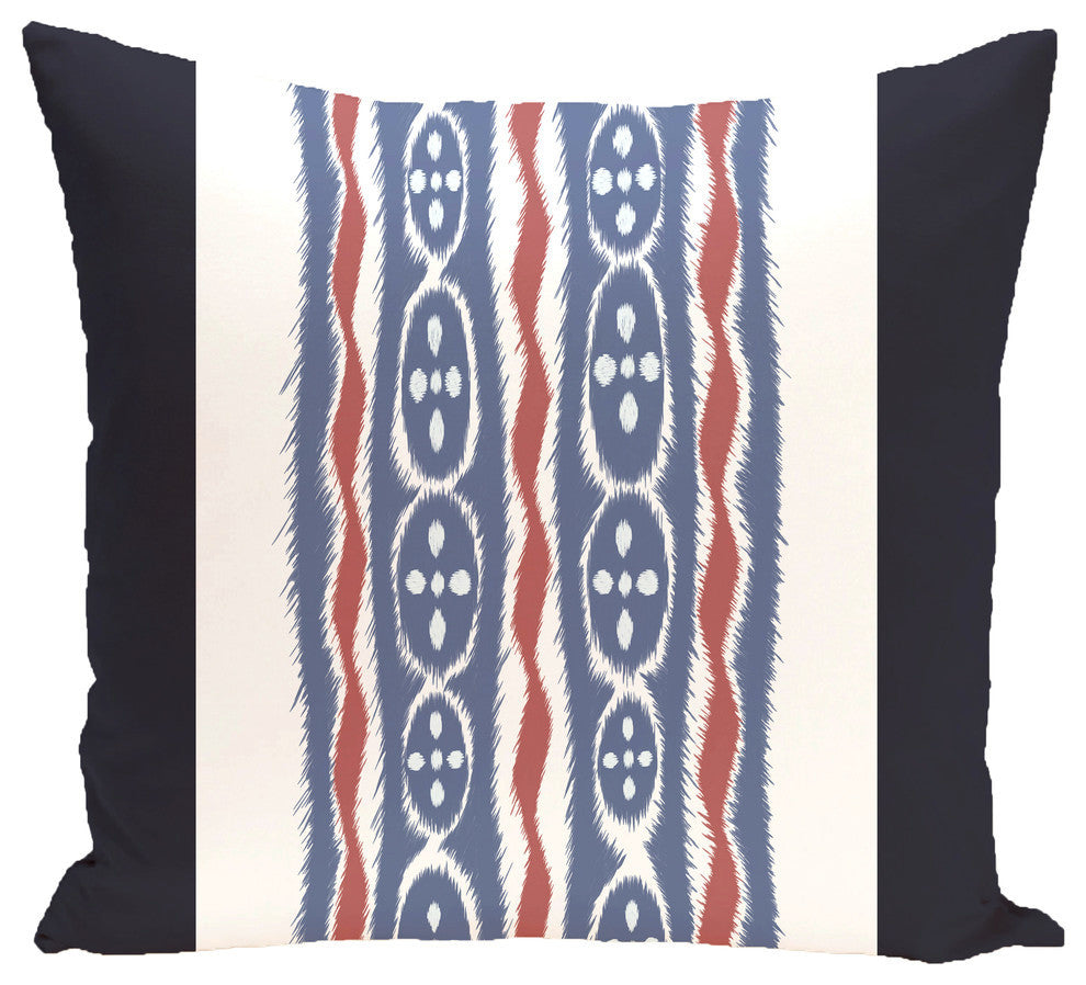 Ikat Ribbon Stripes Print Pillow, Bewitching, 16"x16"