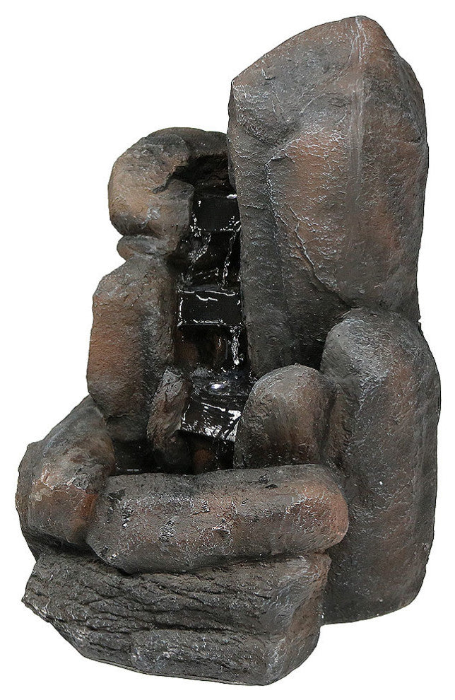 Sunnydaze Rock Falls Outdoor Solar Water Fountain, Solar-on-Demand, 22"