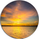 Yellow Sunrise Light Hitting Waters, Seashore Round Metal Wall Art, 23"