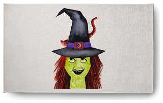 Witches Hat Halloween Design Chenille Area Rug, Ivory, 3'x5'