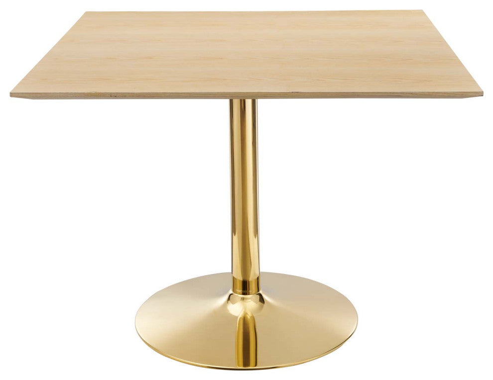 40" Dining Table, Square, Natural Gold, Metal, Modern, Mid Century