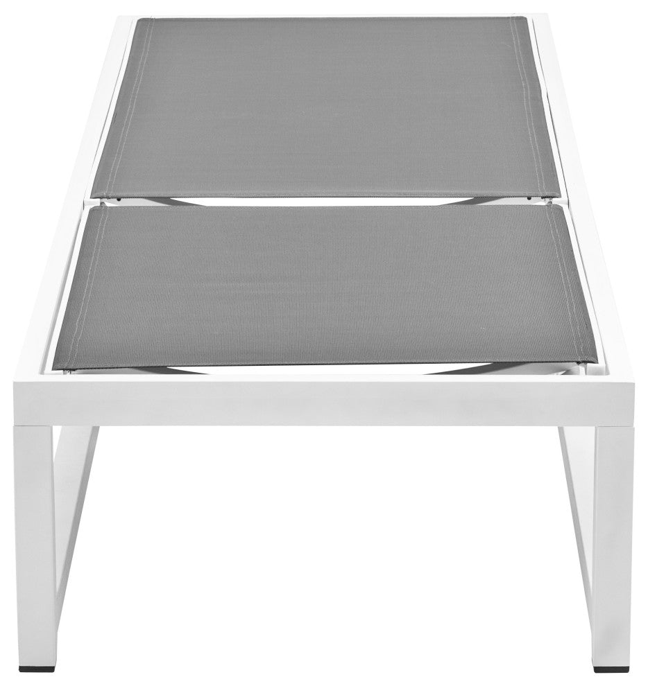 Maldives Water Resistant Mesh Patio Adjustable Chaise Lounge, Gray, White Frame