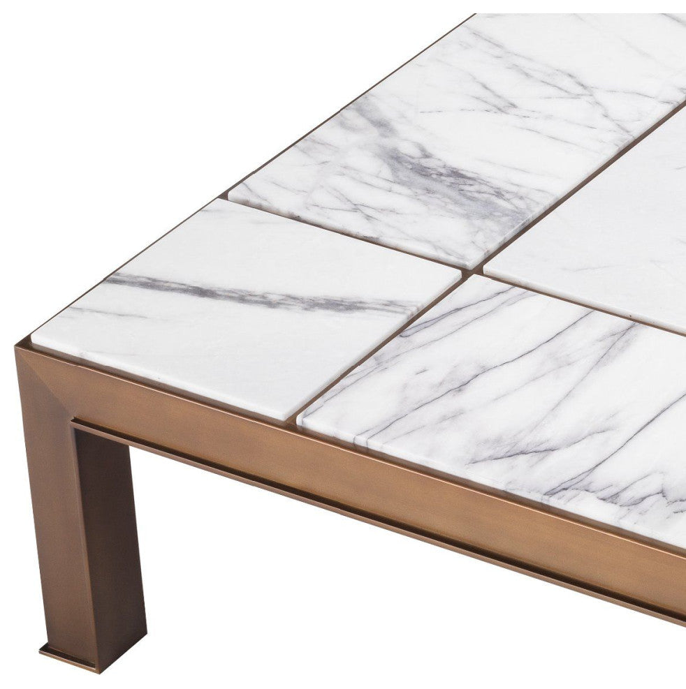 White Marble Brass Coffee Table | Eichholtz Tardieu