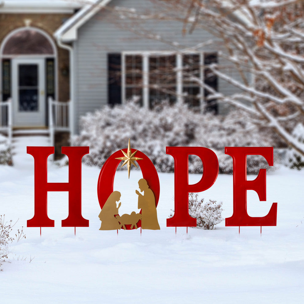 32"H Lighted Metal HOPE Yard Stake or Standing Decor or Wall Decor