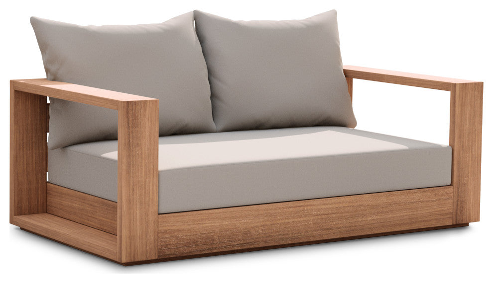 Tulum Waterproof Fabric Upholstered Outdoor Loveseat, Gray