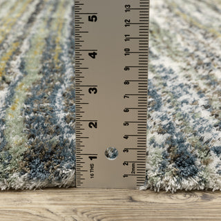 Greer Modern Distressed Gridwork Green/ Blue Area Rug, 6'7" x 9'6"