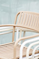 Patio Slatted Lounge Arm Chair Outdoor, Sea Mist, Matte Fine Texture, Set of 2