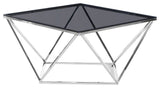 Angled Square Smoked Glass Coffee Table, E40, Silver