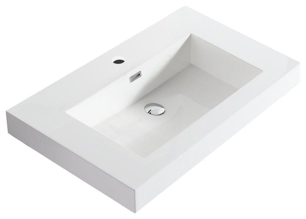 Dowell 18" FTB Resin Bathroom Vanity Basin, White, 30wx18dx6h