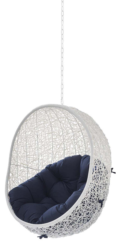 Swing Lounge Chair, Sunbrella, White Blue Navy, Modern, Outdoor Patio Bistro