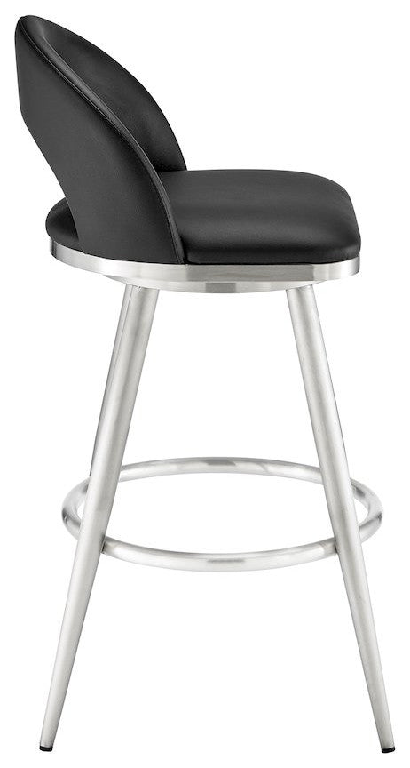 Charlotte Swivel Counter or Bar Stool in Faux Leather and Metal