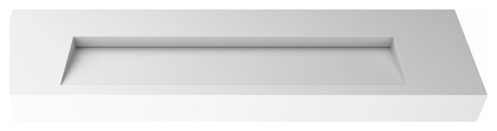 CastelloUSA Pyramid Solid Surface Wall Mounted Ramp Basin Sink, White, 72", No Faucet Hole