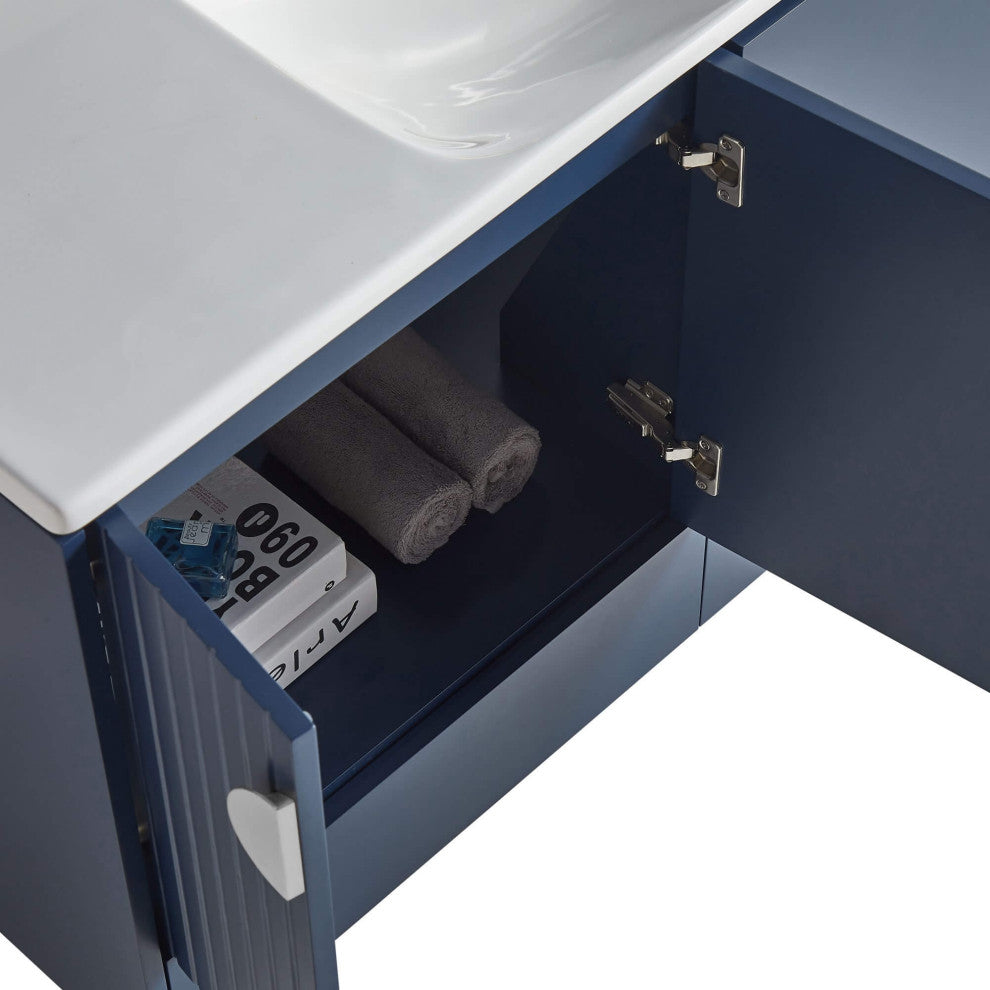 Venezian Single Bathroom Vanity, Navy Blue, 48", Polished Chrome Handles, Two Si
