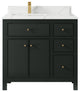 Sonoma 36 Left Offset Bath Vanity Dark Forest Green 1.5"  Calacatta Laza
