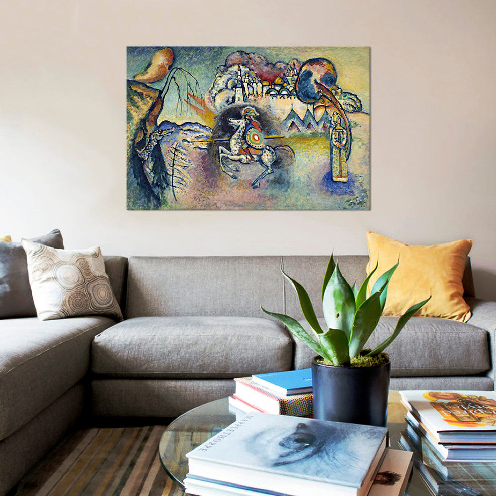 "Saint George Rider and the Dragon" by Wassily Kandinsky, Canvas Print, 26x18"