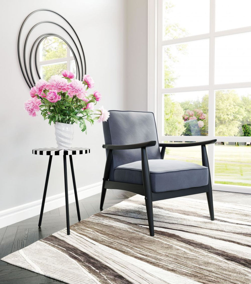 Rocky Velvet Arm Chair Gray