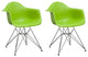 Paris Tower Dining Arm Chair with Chrome Legs, Set of 2, Green