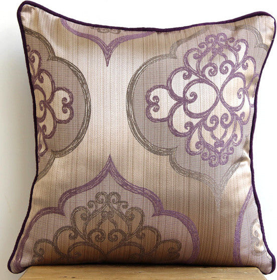 Luxury Damask Purple Shams, Art Silk 24"x24" Pillow Sham, Damask Purple Galore