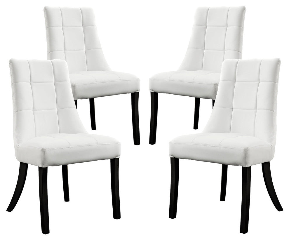 Modern White Noblesse Vinyl Dining Chair Set of 4