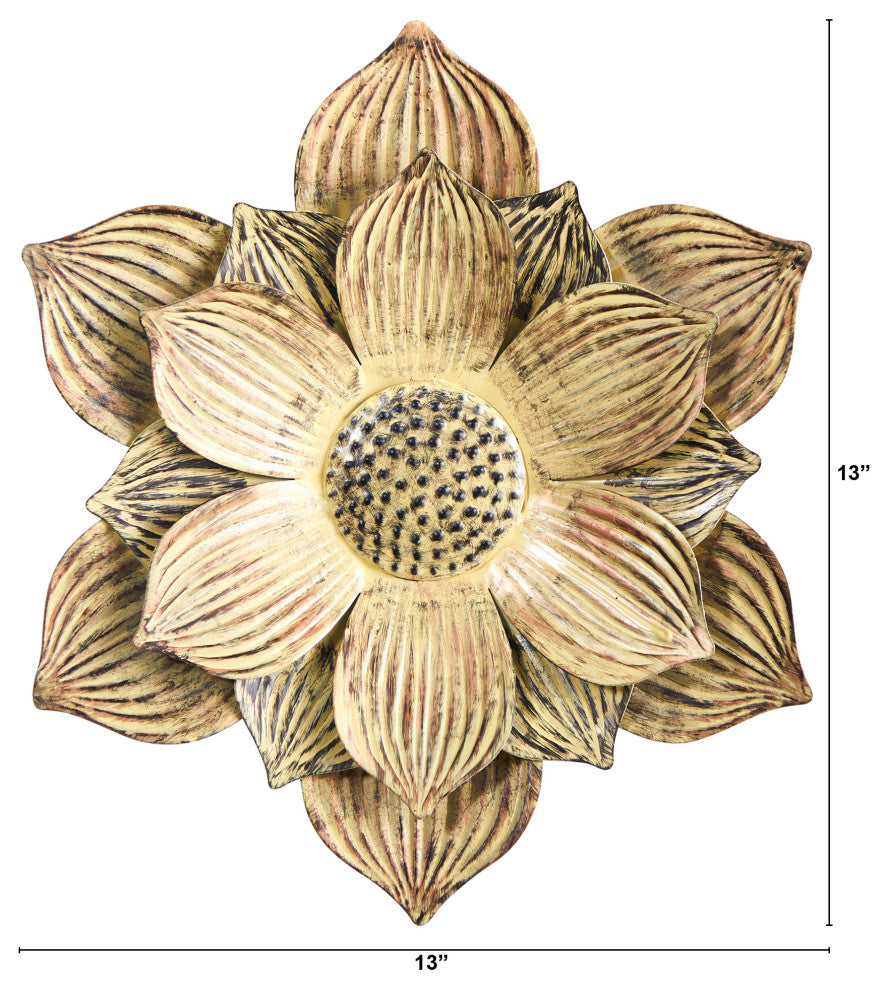 13" Tuscan Metal Flower Wall Art Decor