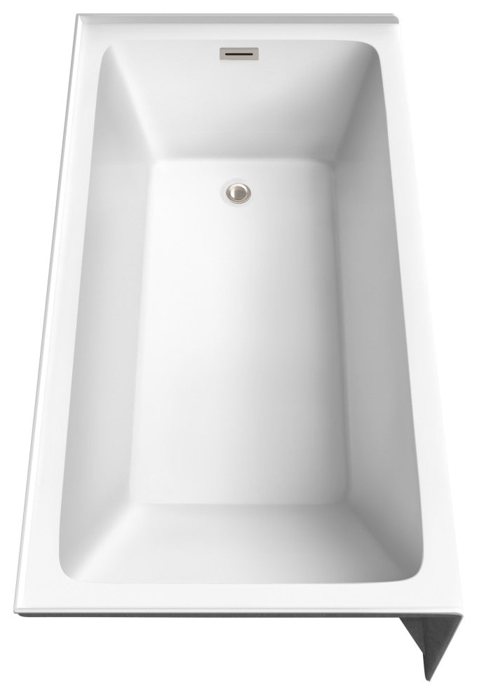 Grayley 60x32x18" Alcove Bathtub With Right-Hand Drain andTrim, Brushed Nickel