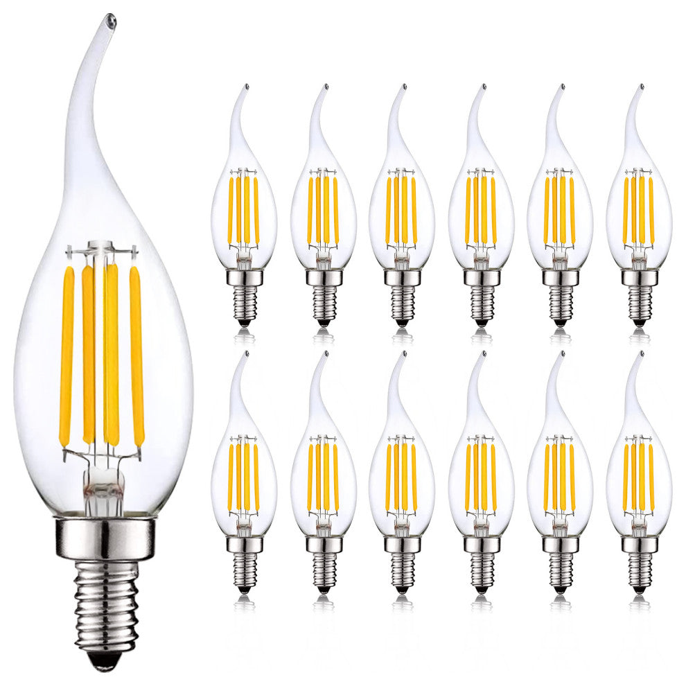 Luxrite 100W Candelabra LED Light Bulbs CA11 3000K 800LM E12 12-Pack