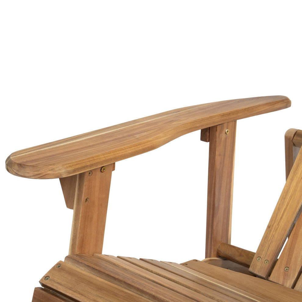 GDF Studio Katherine Outdoor Reclining Wood Adirondack Chair With Footrest, Natural