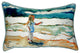 Betsy Drake Girl at the Beach Small Indoor/Outdoor Pillow 11x14
