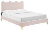 Current Performance Velvet Queen Platform Bed, Pink
