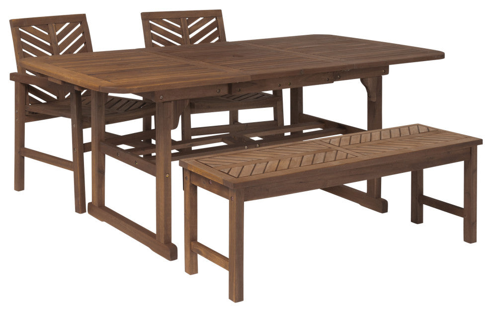 4-Piece Extendable Outdoor Patio Dining Set - Dark Brown