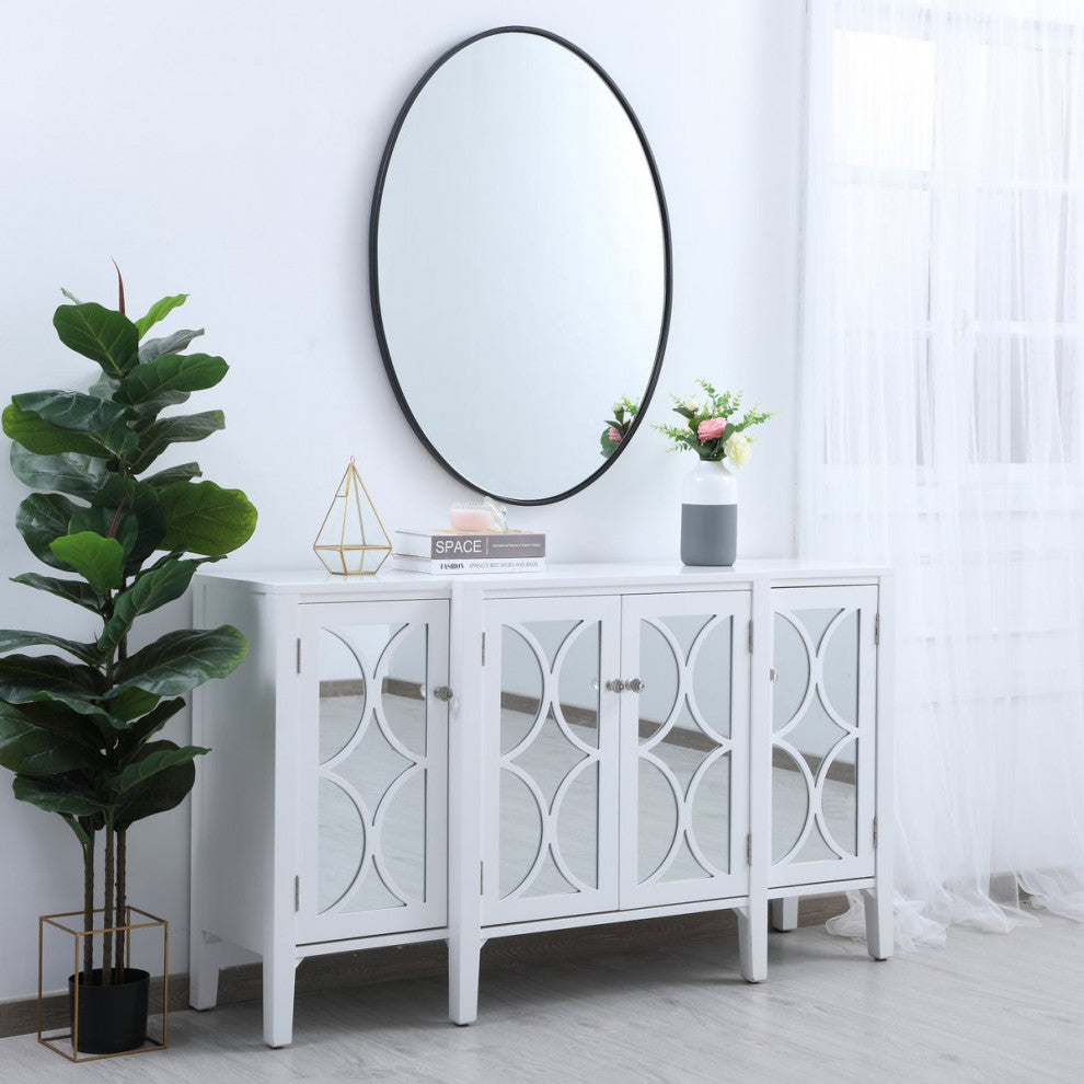 Elegant Decor MR4630BK Metal Frame Oval Mirror, 40", Black