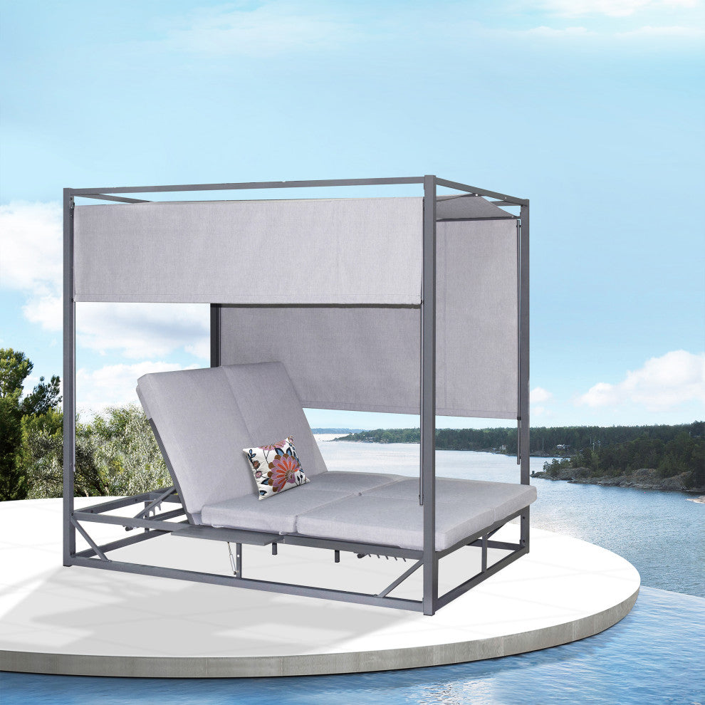 Outdoor Rectangular Patio Daybed, Gray