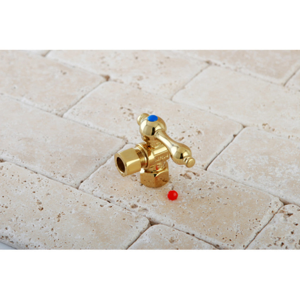 Kingston 1/2" IPS X 1/2" OD Angle Stop Lever Handle, Polished Brass