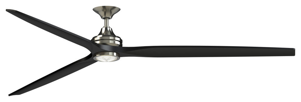 Fanimation Spitfire 96" Fan/LED Light, Brushed Nickel, Brushed Nickel/Black Blades