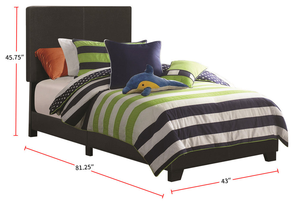Leatherette Upholstered Bed, Twin Size, Black