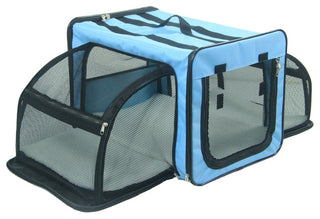 Dual-Expandable Wire Folding Lightweight Collapsible Pet Crate, Blue, X-Small
