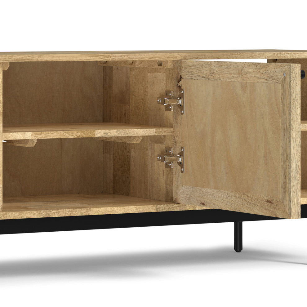 Reeves Solid Mango Wood TV Media Stand, Natural For TVs up to 65 inches