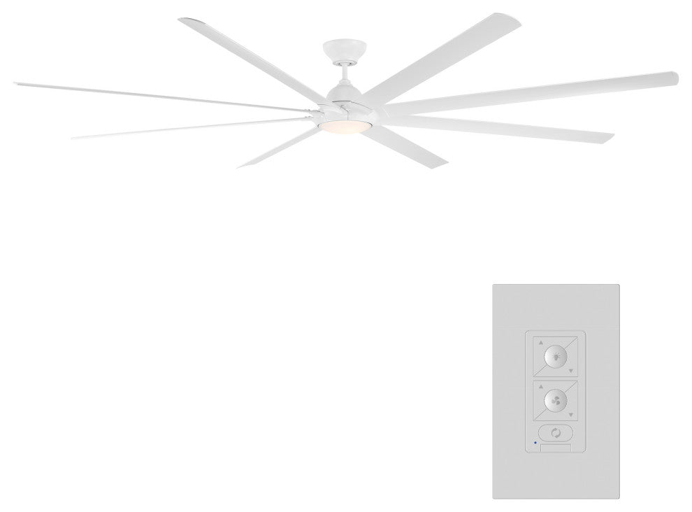 Hydra 120" Indoor/Outdoor 8-Blade Smart Ceiling Fan, Matte White, 3000K Light