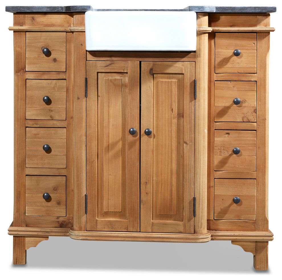 38" Reclaimed Pine Single Bath Vanity with Farmhouse Sink