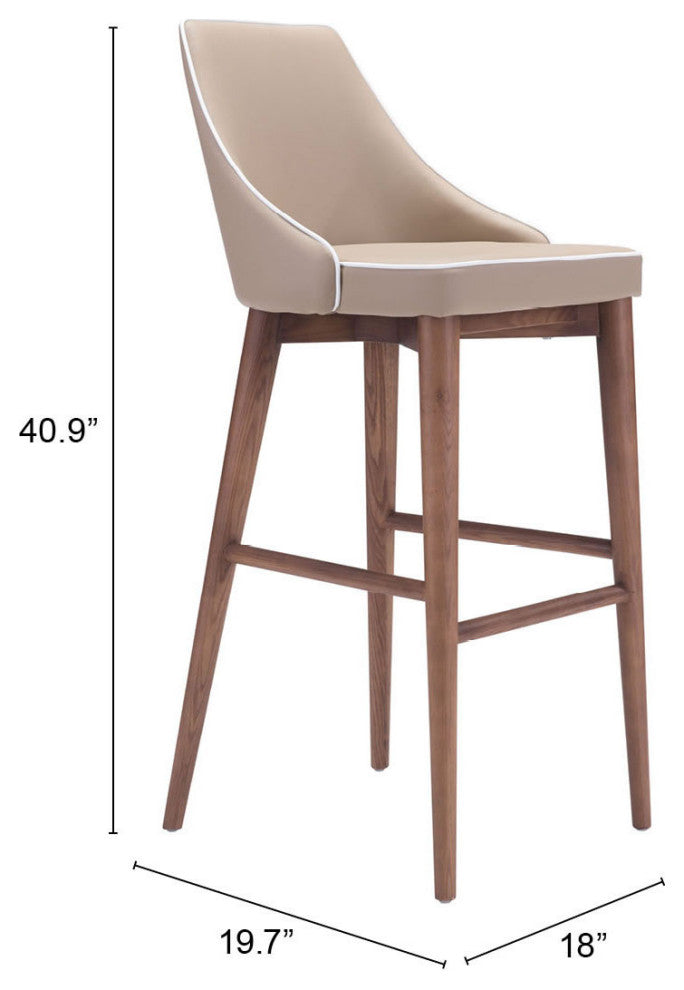 Bar Stool Chair Barstool, Fabric, Wood, Beige, Brown, Bar Kitchen Cafe Bistro