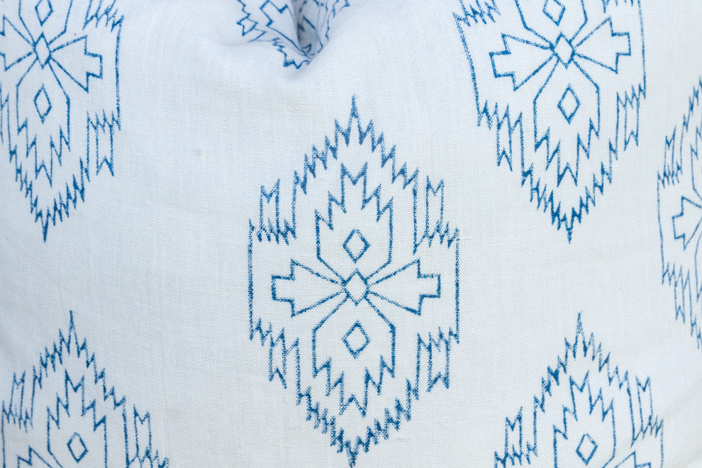 White Chimalli Aztec Block Print Pillow