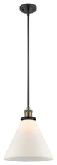 1-Light X-Large Cone 12" Pendant, Black Antique Brass, Glass: Matte White Cased