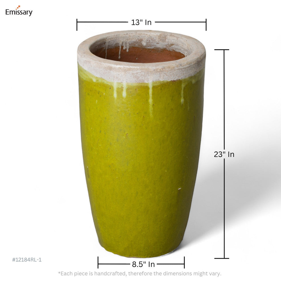 Tall Round Pot,  Reef/Lime 14X27"H