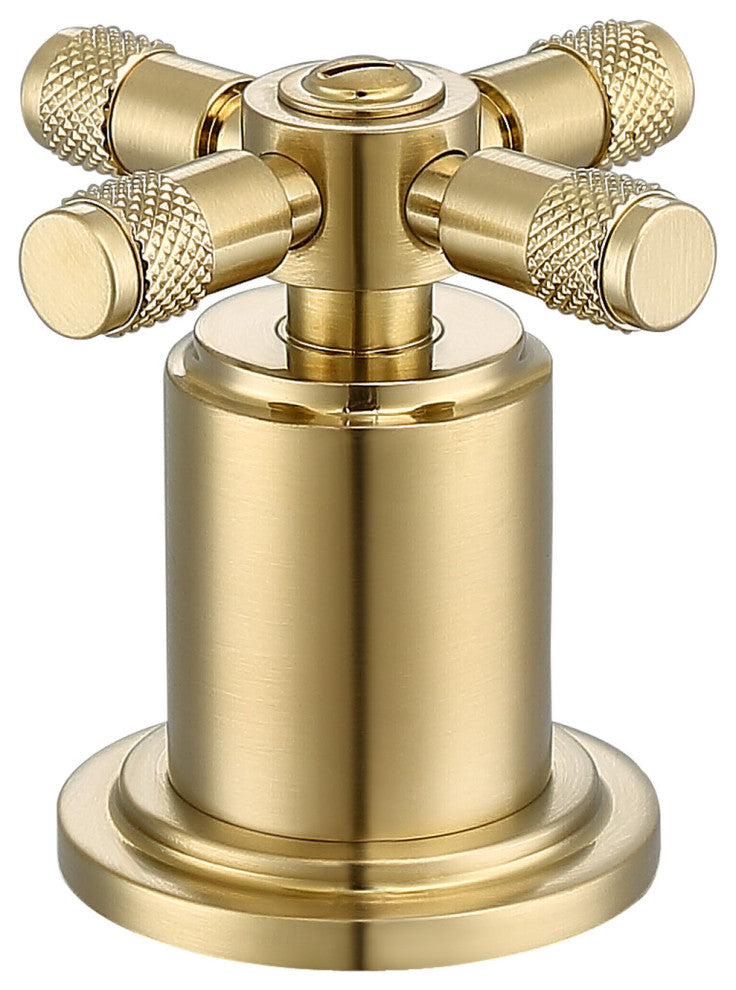 Uomo Widespread Cross Handle 3-Hole Bathroom Faucet in Brushed Champagne Gold