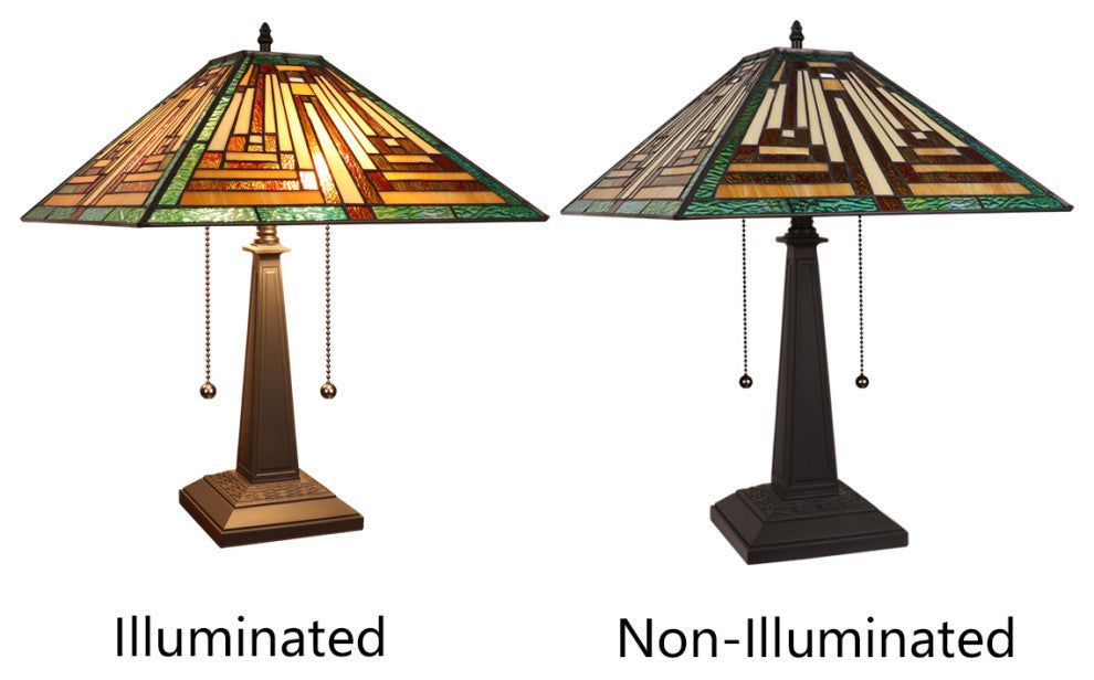Firman Tiffany 2-Light Mission Table Lamp 16" Shade