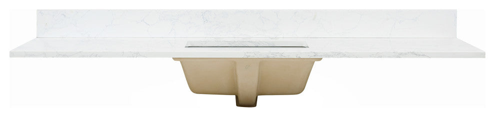 Engineered Stone Vanity Top in Grain White, 61", Single Sink