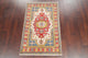 Oriental Kazak Traditional Hand Made Pakistani Area Rug, Beige, 5'1"x3'2
